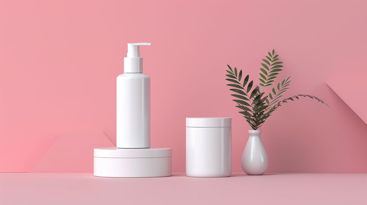 Composición de productos de cosmética natural Naturaleza Viva sobre materiales naturales